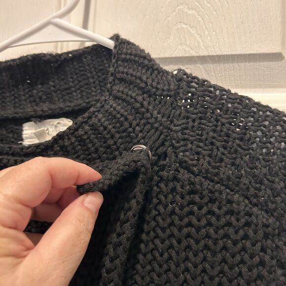 Lou & Grey Women's Cotton/Wool Black Chunky Knit Cardigan‎ Sweater Size Large - Picture 2 of 6